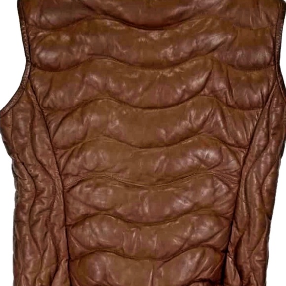 🤠 Scully Leather Western Vest Womens Ribbed Cognac Soft Zip Stand Collar 🤠 - Picture 9 of 10